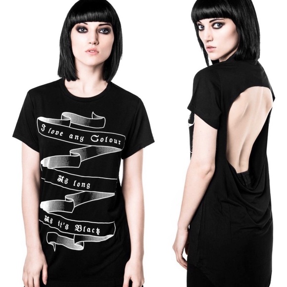 Killstar Tops - Killstar “Fact” Open back shirt - XS